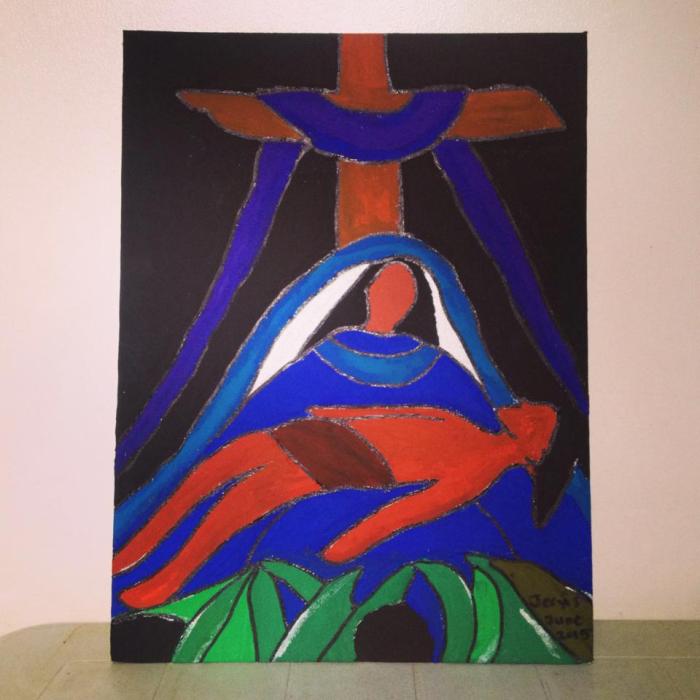 My third painting: "Sa Kandungan ng Pagdadalamhati" | Acrylic on Canvas June 2014