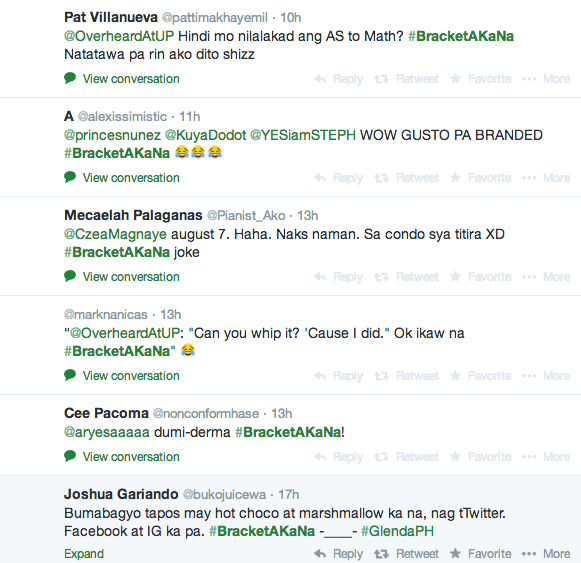 A collection of tweets under the hashtag <i>Bracket A Ka Na</i>