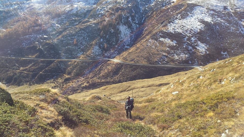 Greenhouse gas expert and consultant Alan Luis Silayan, who was also with the Climate Walk from Manila to Tacloban, braves the rugged terrain at the Italian alps.