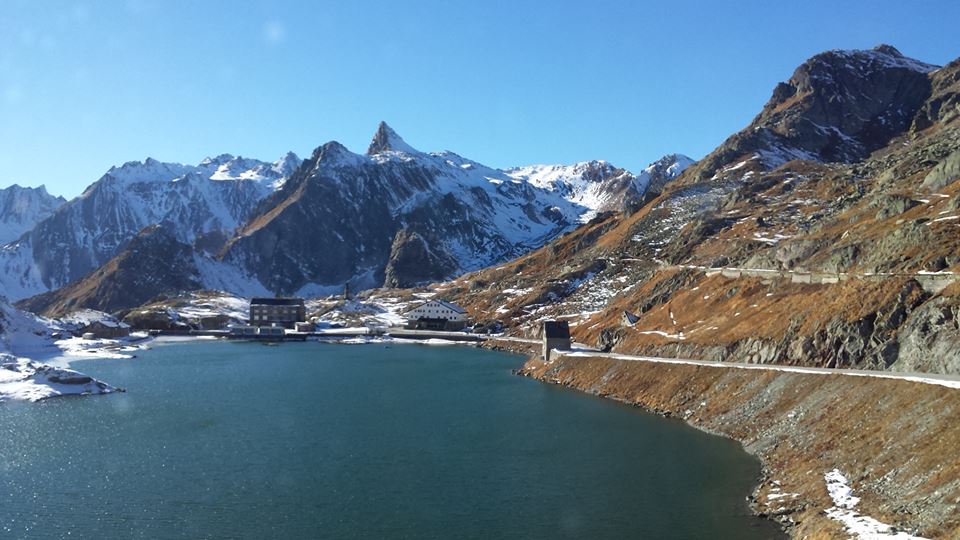 We are at 2,400 meters above sea level. The Great Saint Bernard Pass is the highest point of the road that links Italy and Switzerland. This has been a pilgrim's route for hundreds of years.