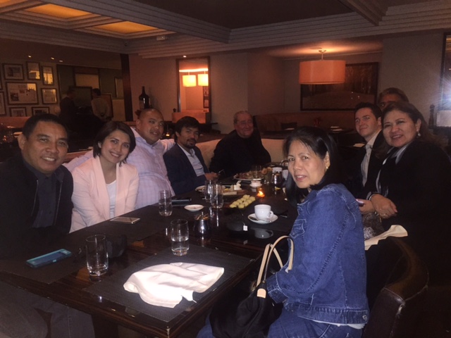 Dinner with Team Pacquiao, Bob Arum, and GMA VP for Drama Redgie Magno.