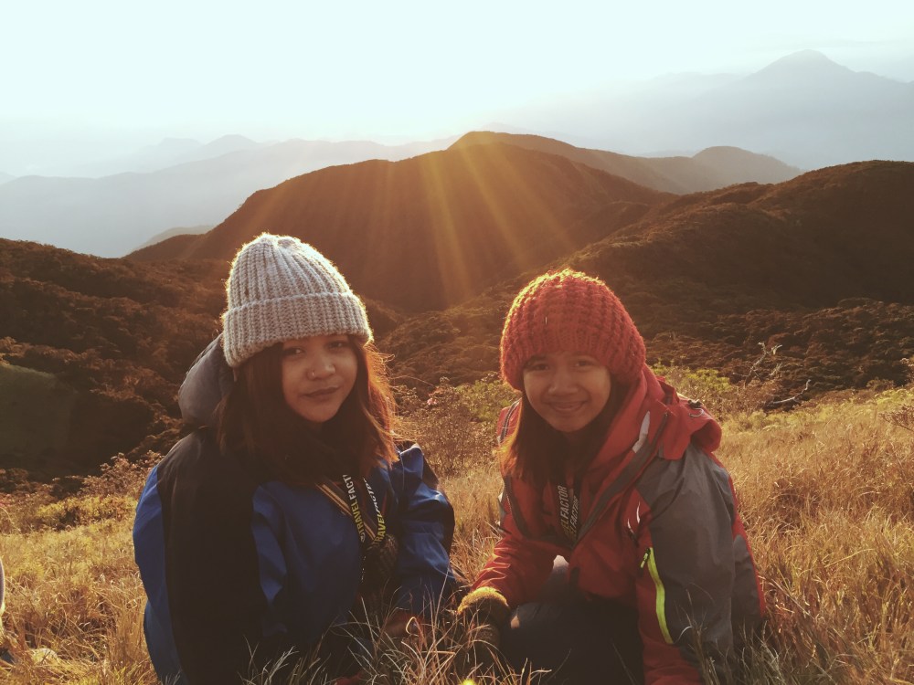 My sister Bea and I at the radio tower, where we watched the sun rise.