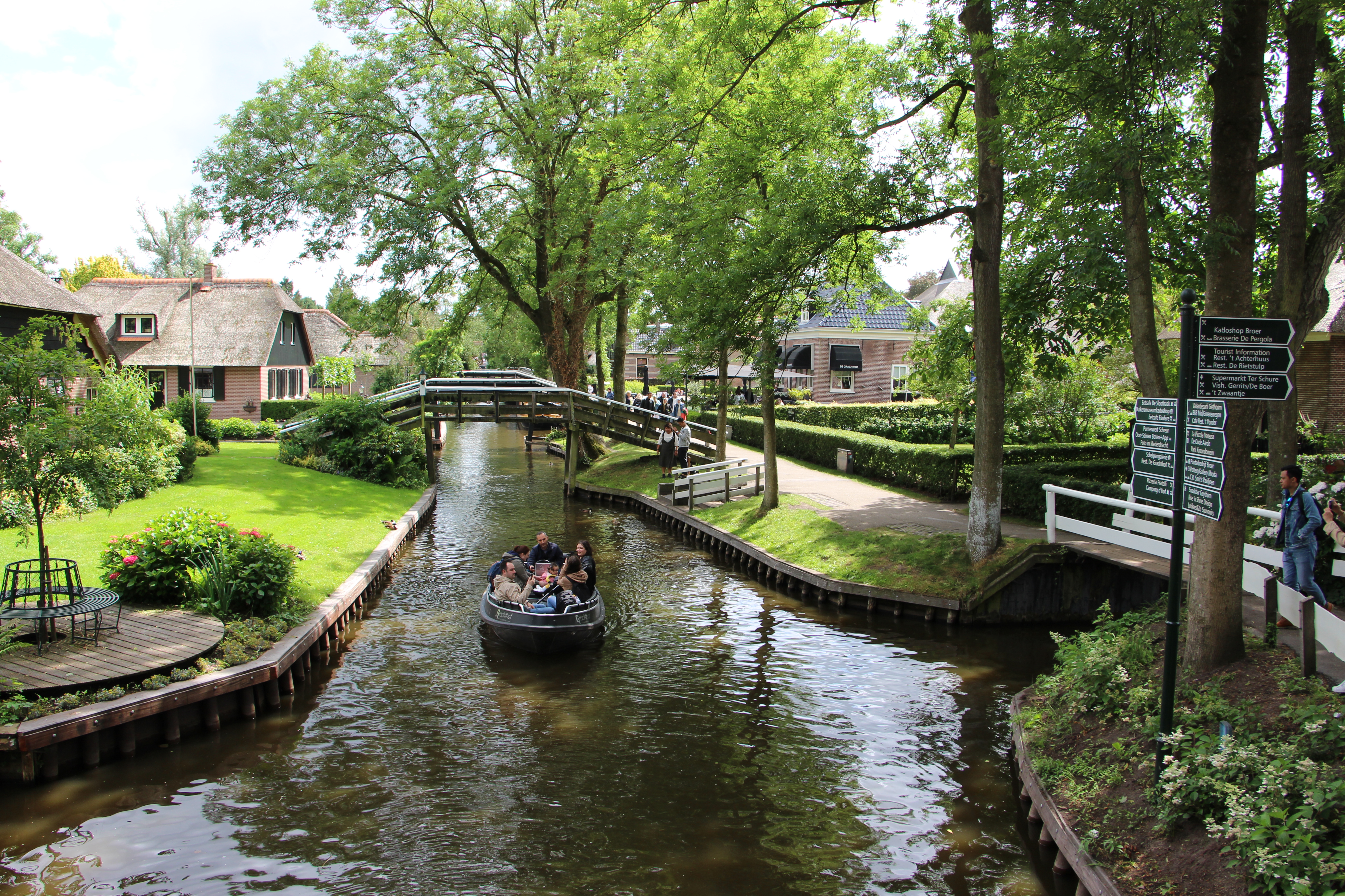 Giethoorn is known for its boat-filled waterways, footpaths, bicycle trails and centuries-old thatched-roof houses.